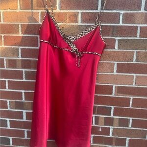 Morgan Taylor Red Dress with Leopard Accents